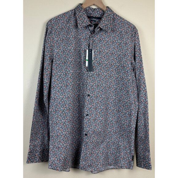 NWT Perry Ellis 100% Cotton Slim Fit Dress Shirt Size Large In Eclipse - Picture 1 of 10